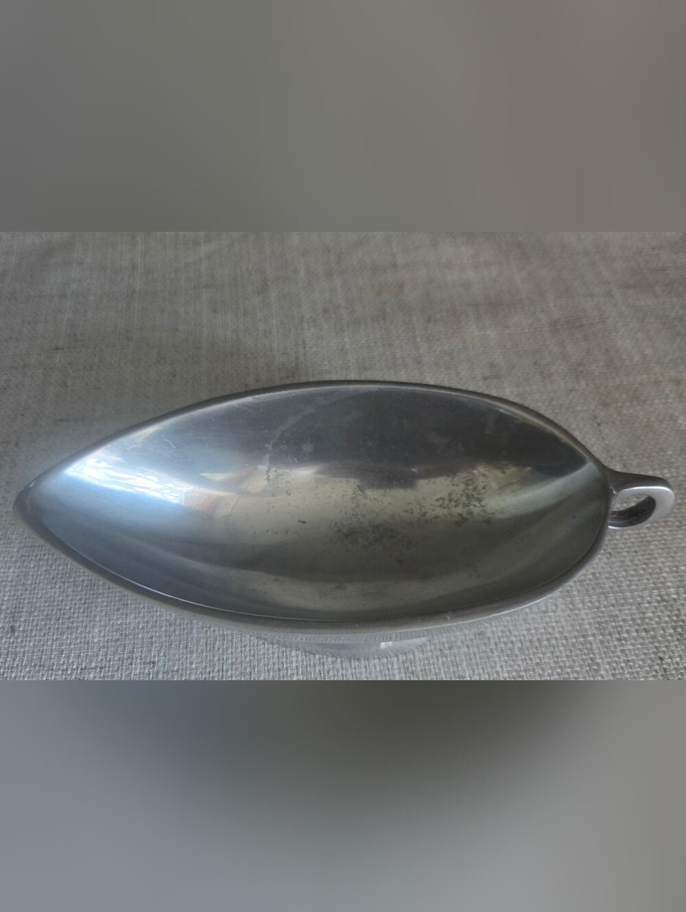 Silver Metal Gravy Boat - Sleek Oval Serving Sauceboat
